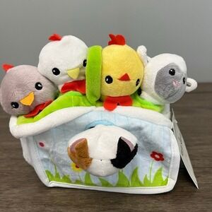 Red Shed Home & Gifts Farm Animal Plush Barn Set Cat Sheep Chickens NWT